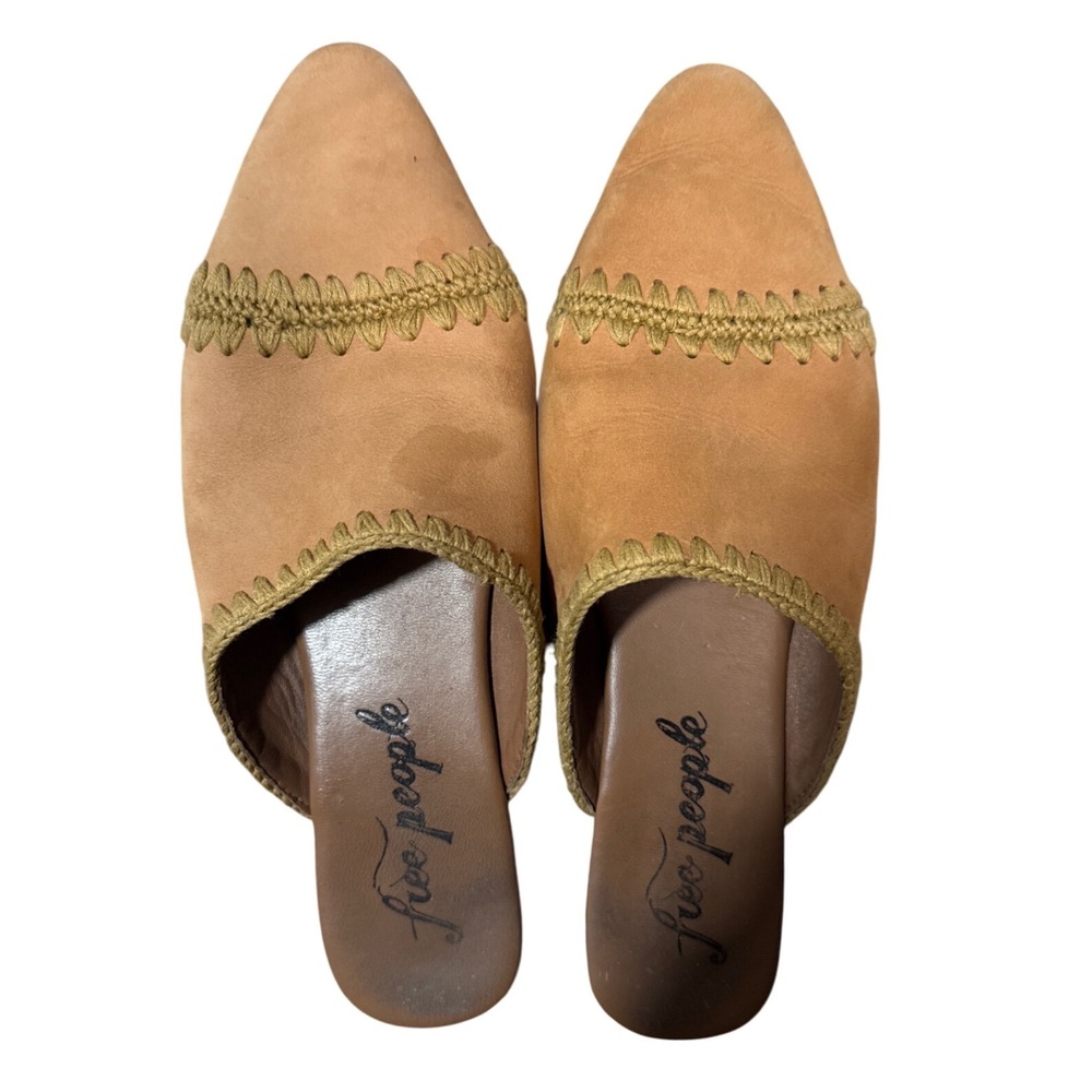 Free People Tan San Marino Suede Pointed Toe Mules Slip On Women Size 39 / 8.5‎